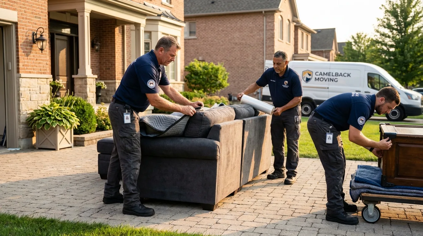 Large estate moving crew wrapping furniture in Hopewell, NJ