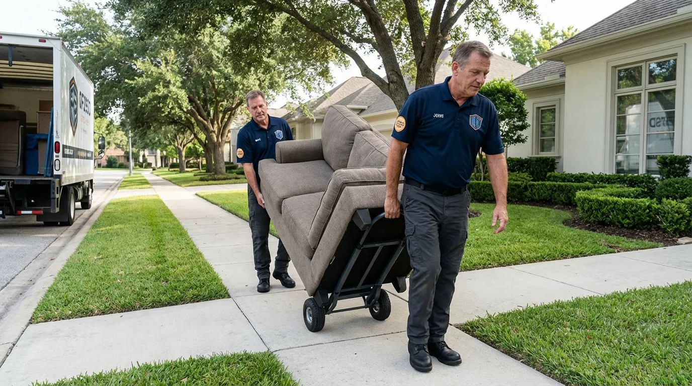 Local residential moving crew loading furniture in Hopewell, NJ